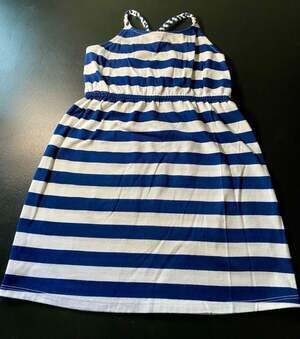Arizona Jean Co. Girls Blue and White Striped Braided Strap Sun Dress Size 6Y